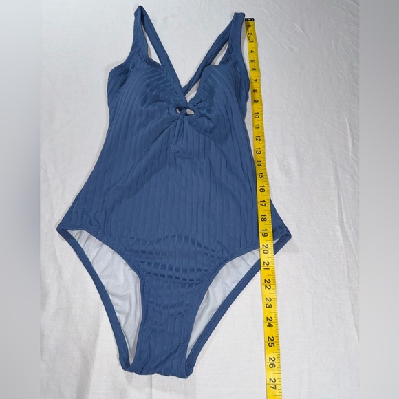 Kona Sol Blue Ribbed Bodysuit One Piece Size Small - Picture 9 of 11